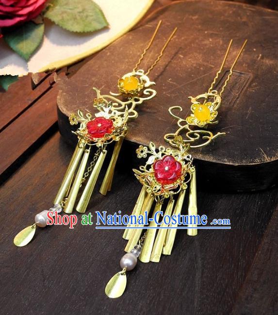 Chinese Handmade Classical Hair Accessories Ancient Wedding Hanfu Copper Hairpins for Women