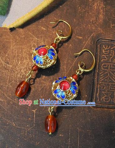 Asian Chinese Traditional Handmade Jewelry Accessories Palace Lady Cloisonne Earrings for Women