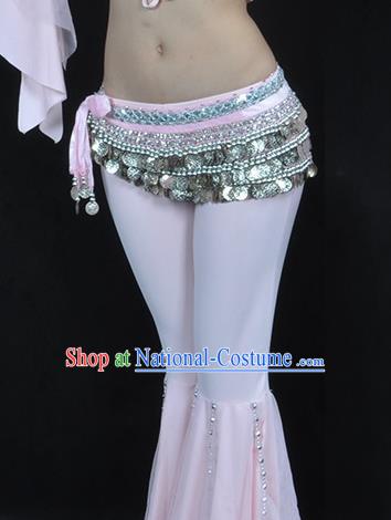 Asian Indian Belly Dance Argent Paillette Waistband Accessories India National Dance Pink Belts for Women