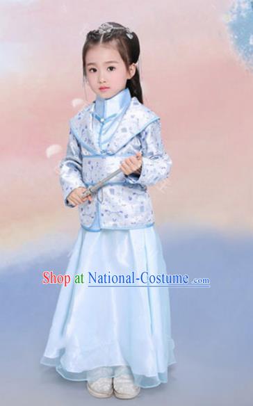 Traditional Chinese Tang Dynasty Swordswoman Clothing Ancient Nobility Lady Costume for Kids