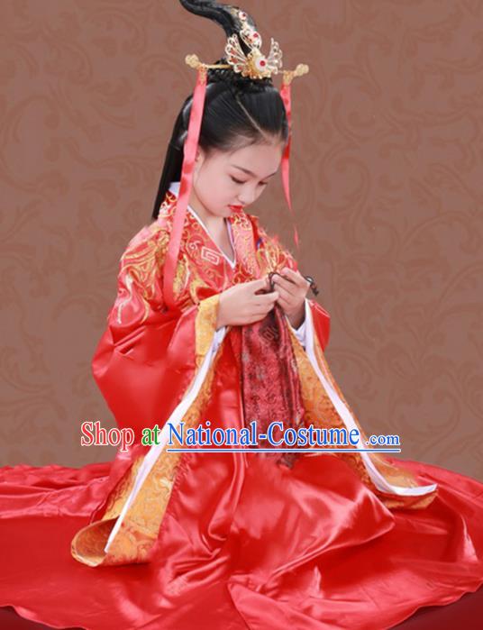 Traditional Chinese Han Dynasty Imperial Empress Clothing, China Ancient Princess Wedding Costume for Kids