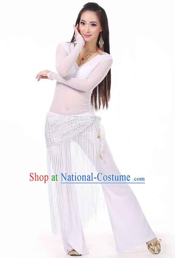 Asian Indian Belly Dance White Costume Stage Performance India Raks Sharki Dress for Women