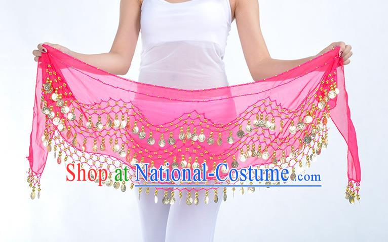 Asian Indian Belly Dance Rosy Silk Waistband Accessories India Raks Sharki Belts for Women