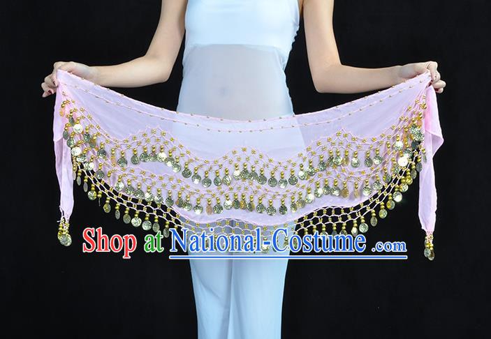 Asian Indian Belly Dance Pink Silk Waistband Accessories India Raks Sharki Belts for Women