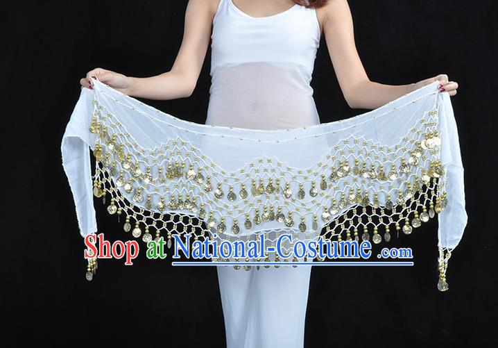 Asian Indian Belly Dance White Silk Waistband Accessories India Raks Sharki Belts for Women