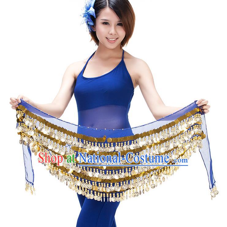 Asian Indian Belly Dance Paillette Waist Chain Royalblue Waistband India Raks Sharki Belts for Women