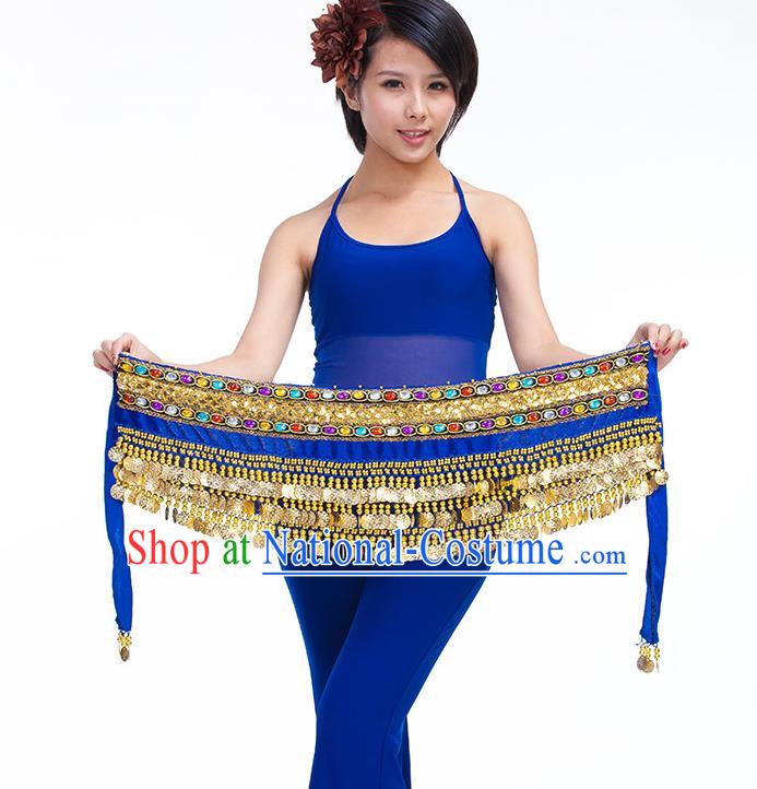 Asian Indian Belly Dance Royalblue Waistband Accessories India Raks Sharki Diamante Belts for Women