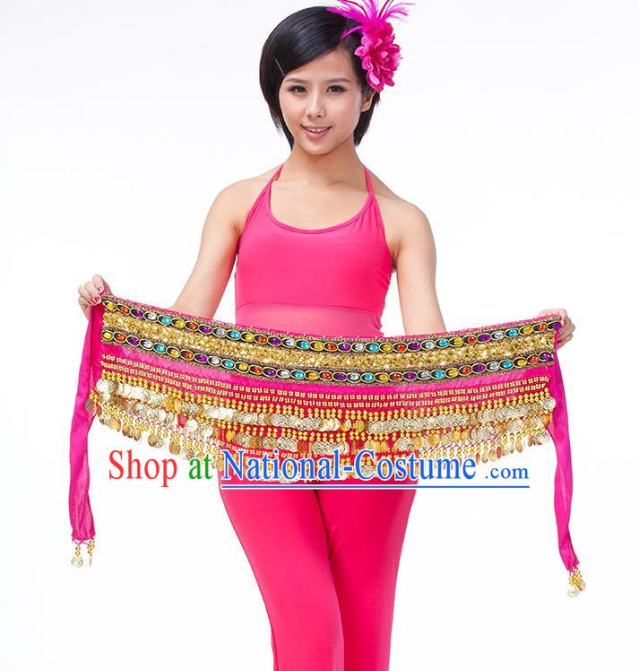 Asian Indian Belly Dance Rosy Waistband Accessories India Raks Sharki Diamante Belts for Women