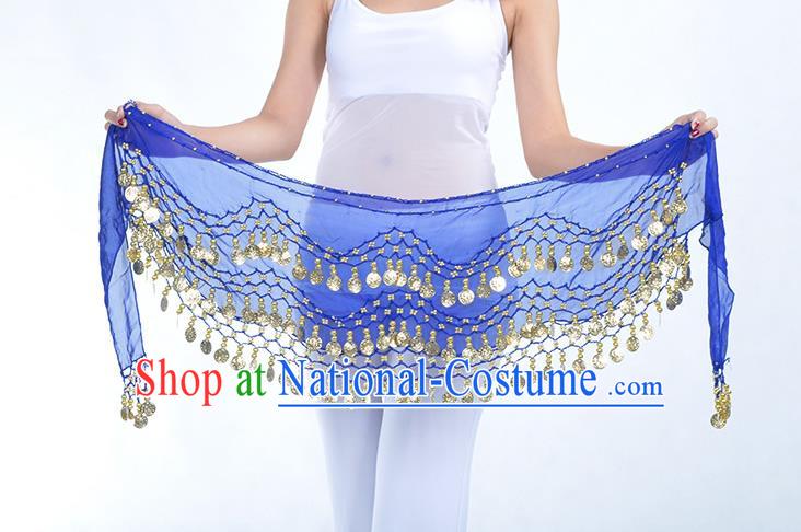 Asian Indian Belly Dance Royalblue Silk Waistband Accessories India Raks Sharki Belts for Women