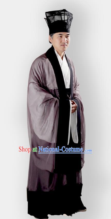 Chinese Ancient Ming Dynasty Confucian Scholar Hanfu Costume Complete Set for Men