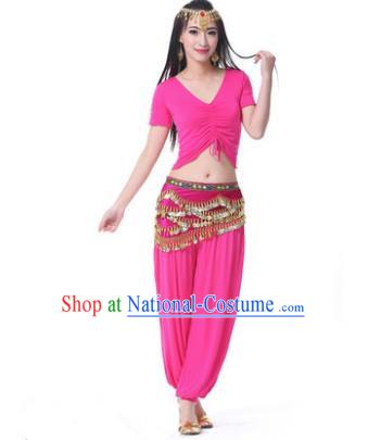 Asian Indian Belly Dance Costume Stage Performance Rosy Outfits, India Raks Sharki Dress for Women