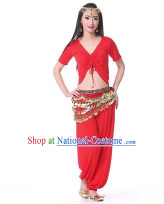 Asian Indian Belly Dance Costume Stage Performance Red Outfits, India Raks Sharki Dress for Women