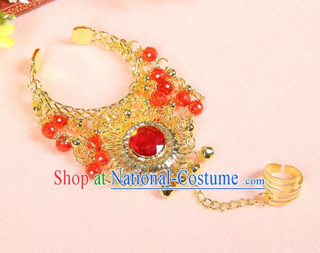 Asian Indian Belly Dance Accessories Bracelet India National Dance Red Crystal Bangle for Women