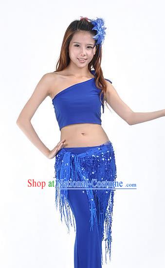 Asian Indian Belly Dance Paillette Royalblue Buttocks Scarf Waistband India Raks Sharki Belts for Women