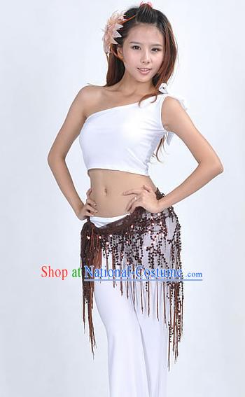 Asian Indian Belly Dance Paillette Brown Buttocks Scarf Waistband India Raks Sharki Belts for Women