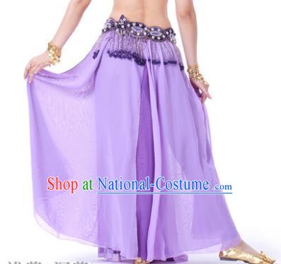 Asian Indian Belly Dance Costume Stage Performance Purple Skirt, India Raks Sharki Slit Dress for Women