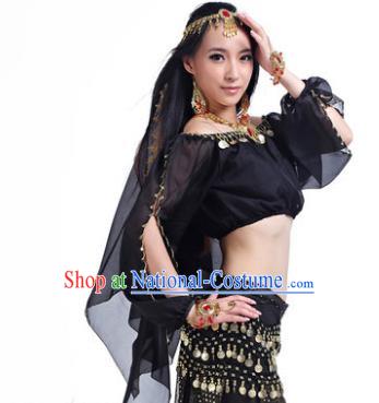 Asian Indian Belly Dance Hair Accessories Frontlet and Black Veil for Women