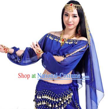 Asian Indian Belly Dance Hair Accessories Frontlet and Royalblue Veil for Women