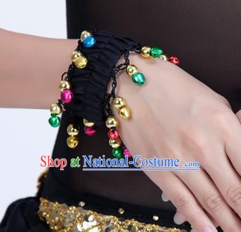 Oriental Indian Belly Dance Accessories Black Bracelets India Raks Sharki Bells Bangle for Women