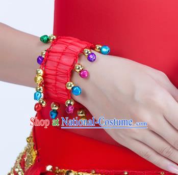 Oriental Indian Belly Dance Accessories Red Bracelets India Raks Sharki Bells Bangle for Women