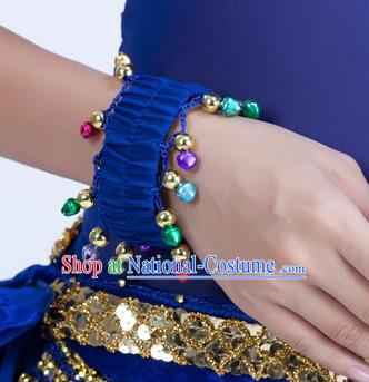 Oriental Indian Belly Dance Accessories Deep Blue Bracelets India Raks Sharki Bells Bangle for Women