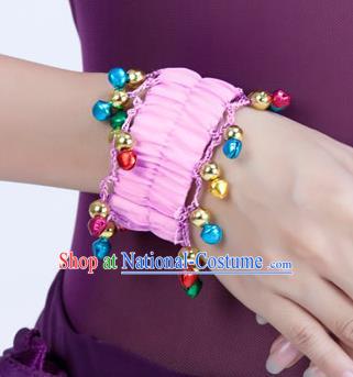 Oriental Indian Belly Dance Accessories Pink Bracelets India Raks Sharki Bells Bangle for Women