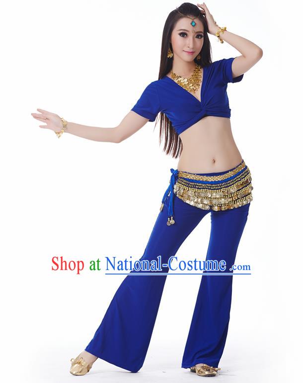 Asian Indian Belly Dance Costume Stage Performance Yoga Royalblue Outfits, India Raks Sharki Dress for Women