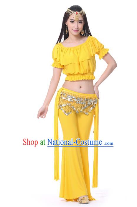 Indian Belly Dance Yellow Uniform India Raks Sharki Dress Oriental Dance Rosy Clothing for Women