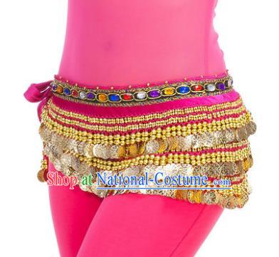 Asian Indian Belly Dance Paillette Rosy Waist Chain Tassel Waistband India Raks Sharki Belts for Women