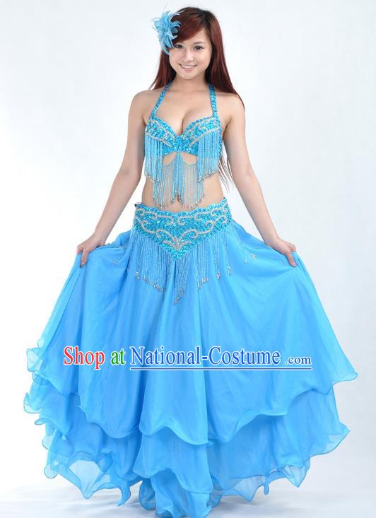 Indian Belly Dance Blue Costume India Raks Sharki Dress Oriental Dance Clothing for Women