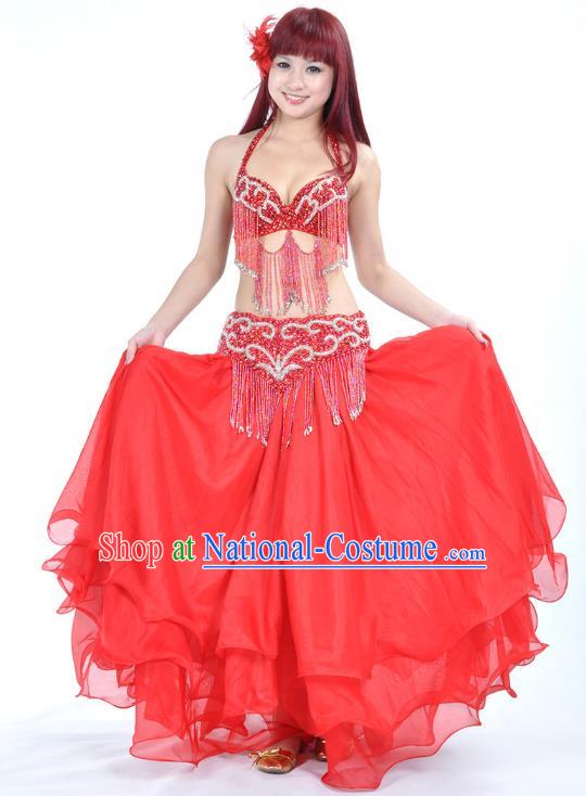 Indian Belly Dance Red Costume India Raks Sharki Dress Oriental Dance Clothing for Women