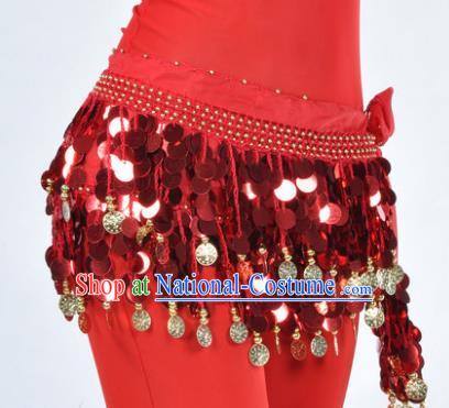 Indian Traditional Belly Dance Red Tassel Belts Waistband India Raks Sharki Waist Accessories for Women