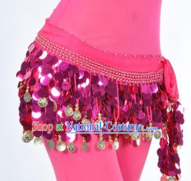 Indian Traditional Belly Dance Rosy Tassel Belts Waistband India Raks Sharki Waist Accessories for Women