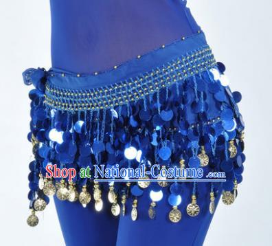 Indian Traditional Belly Dance Royalblue Tassel Belts Waistband India Raks Sharki Waist Accessories for Women