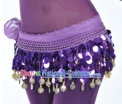 Indian Traditional Belly Dance Purple Tassel Belts Waistband India Raks Sharki Waist Accessories for Women