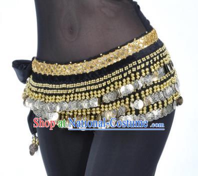 Asian Indian Belly Dance Paillette Black Waist Accessories Waistband India Raks Sharki Belts for Women