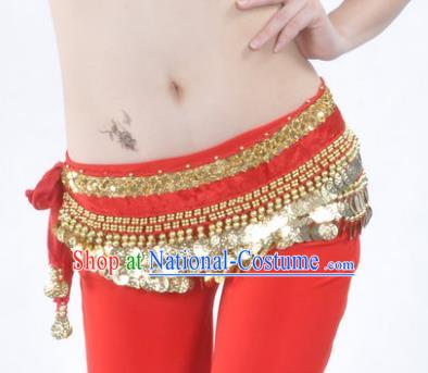 Asian Indian Belly Dance Paillette Red Waist Accessories Waistband India Raks Sharki Belts for Women