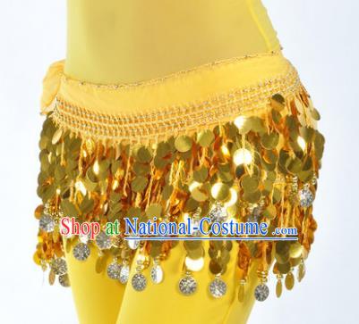 Indian Traditional Belly Dance Yellow Tassel Belts Waistband India Raks Sharki Waist Accessories for Women