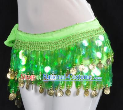 Indian Traditional Belly Dance Green Tassel Belts Waistband India Raks Sharki Waist Accessories for Women