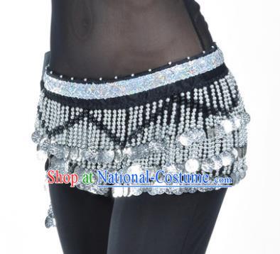 Indian Traditional Belly Dance Paillette Black Belts Waistband India Raks Sharki Waist Accessories for Women