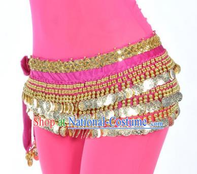 Asian Indian Belly Dance Paillette Rosy Waist Accessories Waistband India Raks Sharki Belts for Women