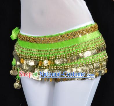 Asian Indian Belly Dance Paillette Green Waist Accessories Waistband India Raks Sharki Belts for Women