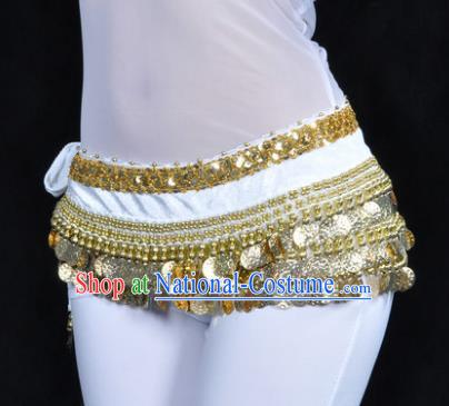 Asian Indian Belly Dance Paillette White Waist Accessories Waistband India Raks Sharki Belts for Women