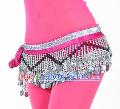 Indian Traditional Belly Dance Paillette Rosy Belts Waistband India Raks Sharki Waist Accessories for Women