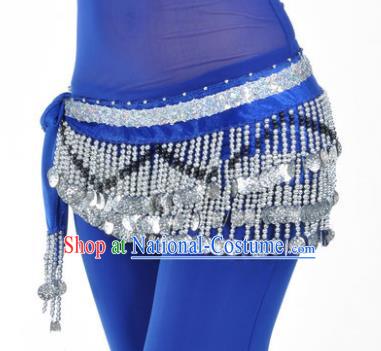 Indian Traditional Belly Dance Paillette Royalblue Belts Waistband India Raks Sharki Waist Accessories for Women