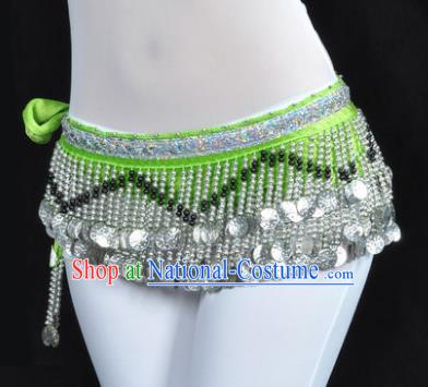 Indian Traditional Belly Dance Paillette Green Belts Waistband India Raks Sharki Waist Accessories for Women