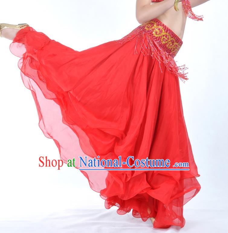 Asian Indian Belly Dance Costume Stage Performance Red Expansion Skirt, India Raks Sharki Dress for Women