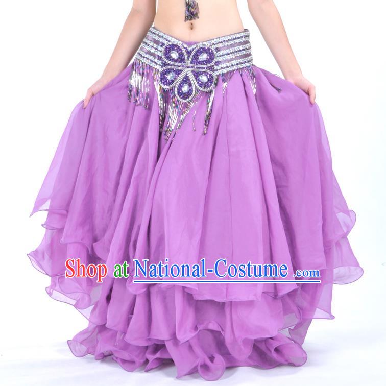 Asian Indian Belly Dance Costume Stage Performance Purple Expansion Skirt, India Raks Sharki Dress for Women