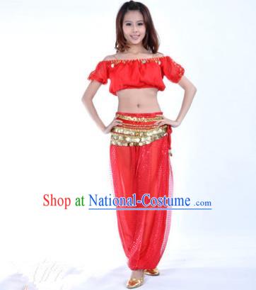 Asian Indian Belly Dance Costume Stage Performance Yoga Red Uniform, India Raks Sharki Dress for Women