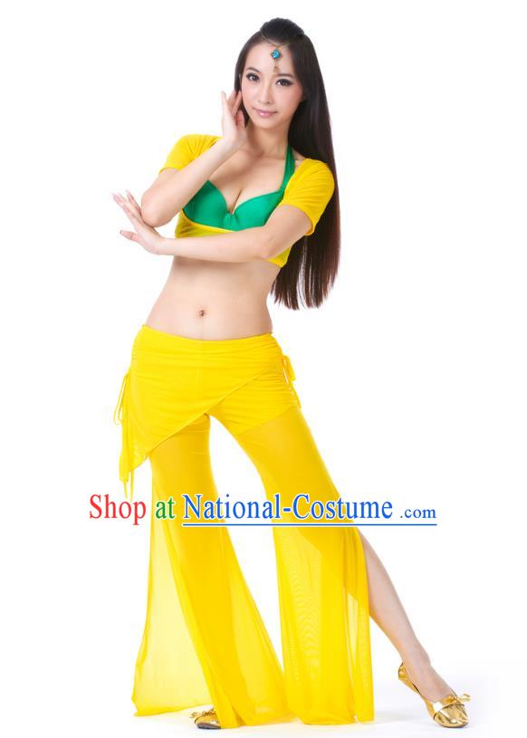 Asian Indian Belly Dance Yellow Uniform India Raks Sharki Dress Oriental Dance Clothing for Women